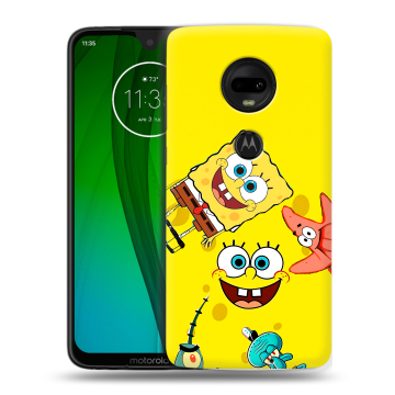 Пластиковый чехол на Motorola Moto G7 с принтом Спанч боб Спанчбоб