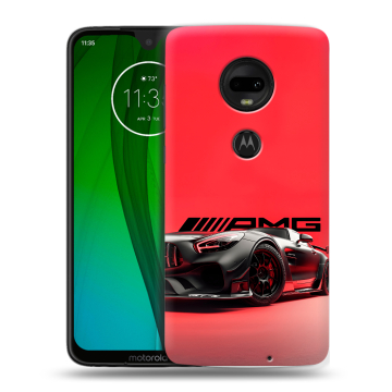 Пластиковый чехол на Motorola Moto G7 с принтом Мерседес Mercedes AMG