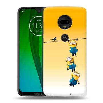 Пластиковый чехол на Motorola Moto G7 с принтом Миньоны