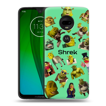 Пластиковый чехол на Motorola Moto G7 с принтом Шрек Shrek