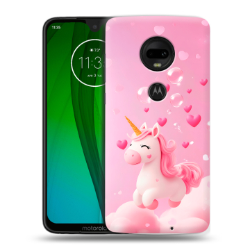 Пластиковый чехол на Motorola Moto G7 с принтом Единорог