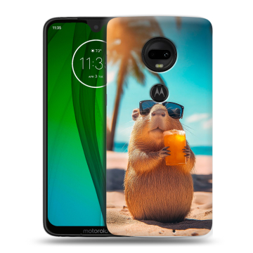 Пластиковый чехол на Motorola Moto G7 с принтом Капибара