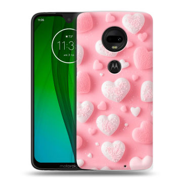 Пластиковый чехол на Motorola Moto G7 с принтом Сердечки
