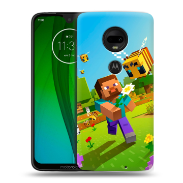 Пластиковый чехол на Motorola Moto G7 с принтом Майнкрафт Minecraft