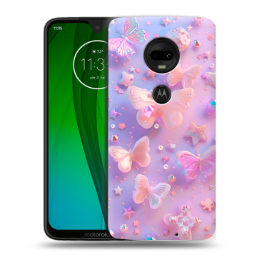 Пластиковый чехол на Motorola Moto G7 с принтом Бабочки