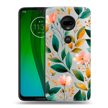 Пластиковый чехол на Motorola Moto G7 с принтом Цветы паттерн