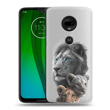 Пластиковый чехол на Motorola Moto G7 с принтом Львы