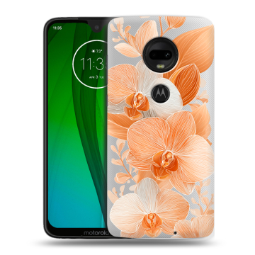 Пластиковый чехол на Motorola Moto G7 с принтом Бежевые цветы