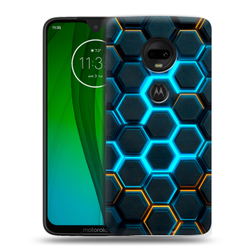 Пластиковый чехол на Motorola Moto G7 с принтом Неоновые соты