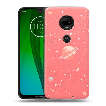 Пластиковый чехол на Motorola Moto G7 с принтом Розовый космос