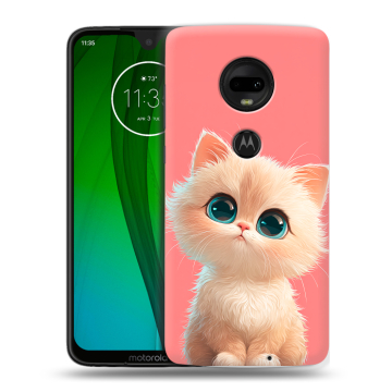 Пластиковый чехол на Motorola Moto G7 с принтом Розовый котенок