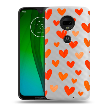 Пластиковый чехол на Motorola Moto G7 с принтом Сердечки