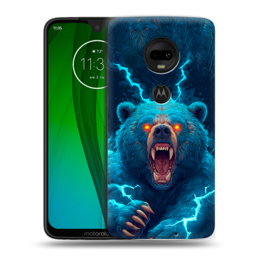 Пластиковый чехол на Motorola Moto G7 с принтом Медведь