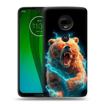 Пластиковый чехол на Motorola Moto G7 с принтом Медведь