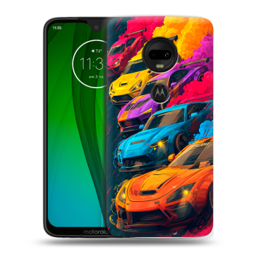 Пластиковый чехол на Motorola Moto G7 с принтом Тачки