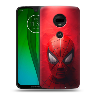 Пластиковый чехол на Motorola Moto G7 с принтом Spiderman Человек паук