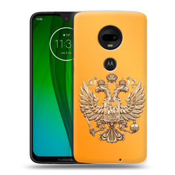 Пластиковый чехол на Motorola Moto G7 с принтом Герб Флаг России