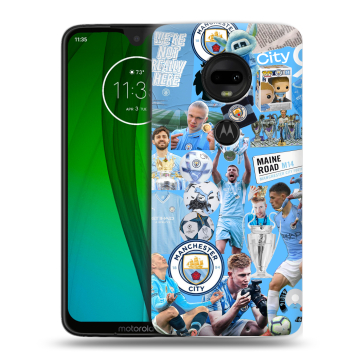 Пластиковый чехол на Motorola Moto G7 с принтом Man City Манчестер Сити