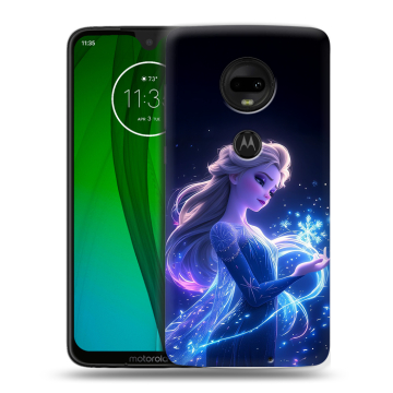 Пластиковый чехол на Motorola Moto G7 с принтом Холодное сердце Frozen