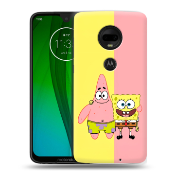 Пластиковый чехол на Motorola Moto G7 с принтом Спанч боб Спанчбоб