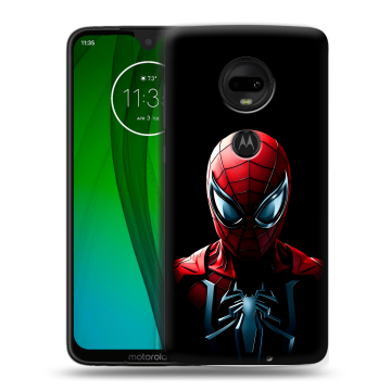 Пластиковый чехол на Motorola Moto G7 с принтом Spiderman Человек паук