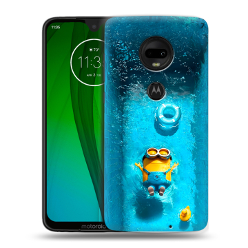 Пластиковый чехол на Motorola Moto G7 с принтом Миньоны
