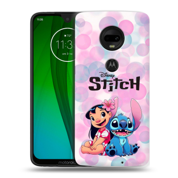 Пластиковый чехол на Motorola Moto G7 с принтом Лило и Стич
