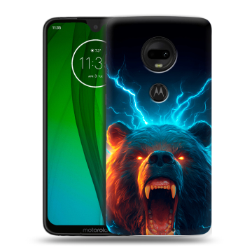 Пластиковый чехол на Motorola Moto G7 с принтом Медведь