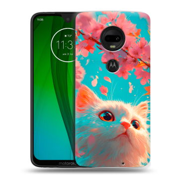 Пластиковый чехол на Motorola Moto G7 с принтом Красивый кот