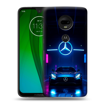 Пластиковый чехол на Motorola Moto G7 с принтом Mercedes Мерседес