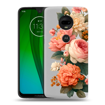 Пластиковый чехол на Motorola Moto G7 с принтом цветы