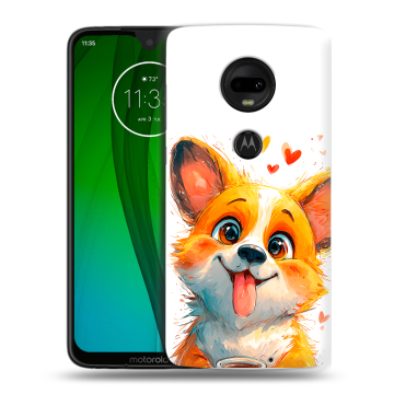 Пластиковый чехол на Motorola Moto G7 с принтом корги