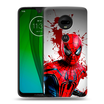 Пластиковый чехол на Motorola Moto G7 с принтом Spiderman Человек паук
