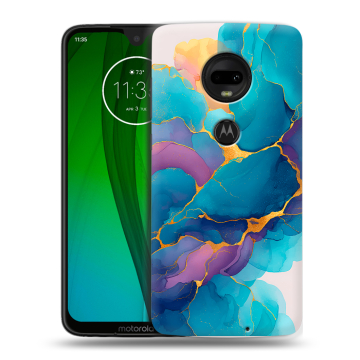 Пластиковый чехол на Motorola Moto G7 с принтом Мрамор блестки