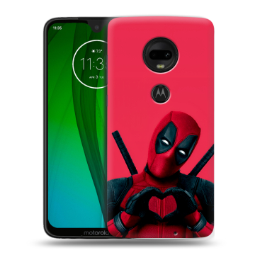 Пластиковый чехол на Motorola Moto G7 с принтом Дедпул Deadpool