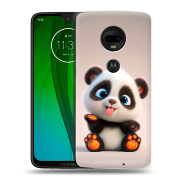 Пластиковый чехол на Motorola Moto G7 с принтом милая панда