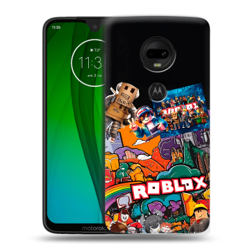 Пластиковый чехол на Motorola Moto G7 с принтом Roblox Роблокс