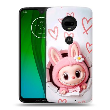 Пластиковый чехол на Motorola Moto G7 с принтом Labubu Лабубу
