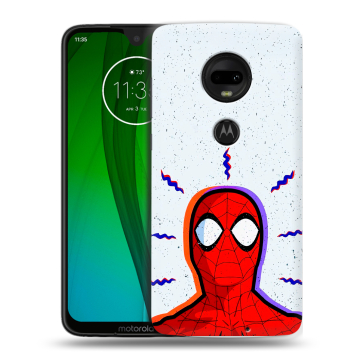 Пластиковый чехол на Motorola Moto G7 с принтом Spiderman Человек паук