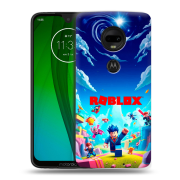 Пластиковый чехол на Motorola Moto G7 с принтом Roblox Роблокс