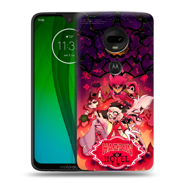 Пластиковый чехол на Motorola Moto G7 с принтом Hazbin Hotel Отель Хазбин