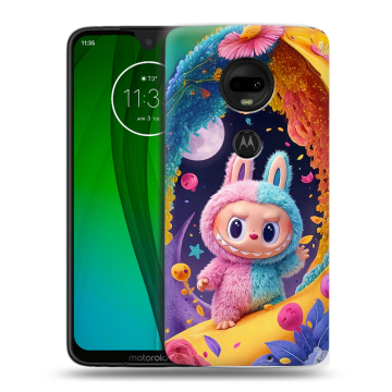 Пластиковый чехол на Motorola Moto G7 с принтом Labubu Лабубу
