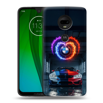 Пластиковый чехол на Motorola Moto G7 с принтом BMW БМВ