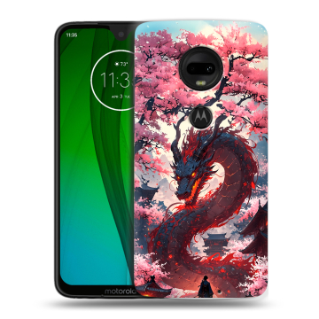 Пластиковый чехол на Motorola Moto G7 с принтом Дракон Японский