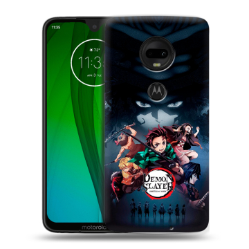 Пластиковый чехол на Motorola Moto G7 с принтом Demon Slayer Клинок рассекающий демонов