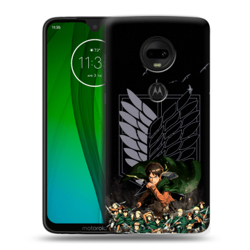 Пластиковый чехол на Motorola Moto G7 с принтом Атака титанов
