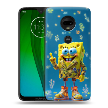 Пластиковый чехол на Motorola Moto G7 с принтом Спанч боб Спанчбоб