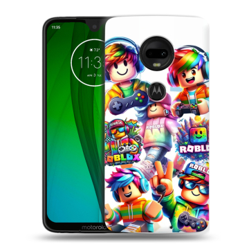 Пластиковый чехол на Motorola Moto G7 с принтом Roblox Роблокс