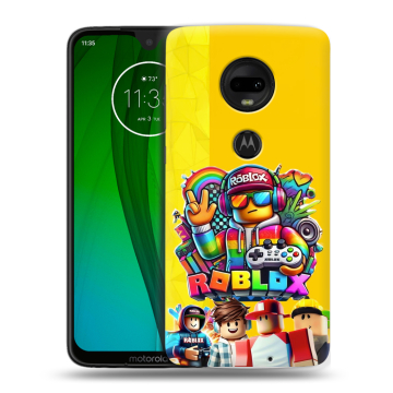 Пластиковый чехол на Motorola Moto G7 с принтом Roblox Роблокс