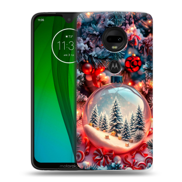 Пластиковый чехол на Motorola Moto G7 с принтом Новый год